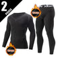 2er-Set Herbst/Winter Herren Sport- und Freizeit Thermo-Unterwäsche-Set Bequem, stark dehnbar, Sportler-Rundhalsoberteil, vielseitige Hose