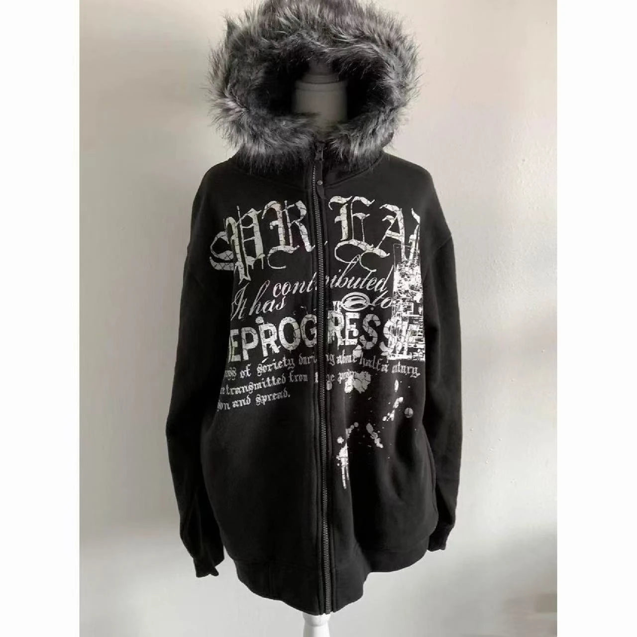 Hoodie Sweatshirt Jackets Subculture Faux Fur Hooded Casual