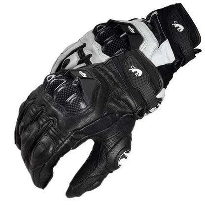 Motorradhandschuhe Schwarz Racing Echtes Leder Motorradhandschuhe Weiß Straßenrennen Teamhandschuhe Herren Sommer Winter