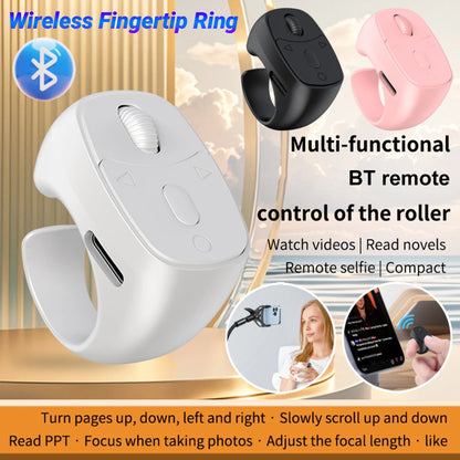 Wireless Fingertip Ring Remote Control Page Turner Bluetooth 5.3 Scrolling Ring for Mobile Phone Wireless Camera Shutter Selfie