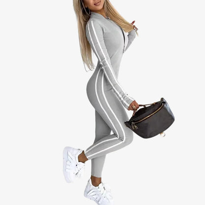 Women's Trendy Chic Striped Jumpsuits Long Sleeve Full Length Casual Autumn Winter Fashion Daily