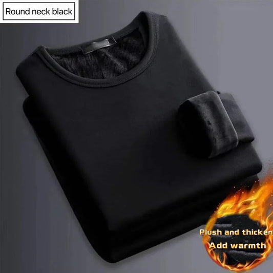 Men's Velvet Thermal Long Sleeve Undershirt Round Neck M-5XL
