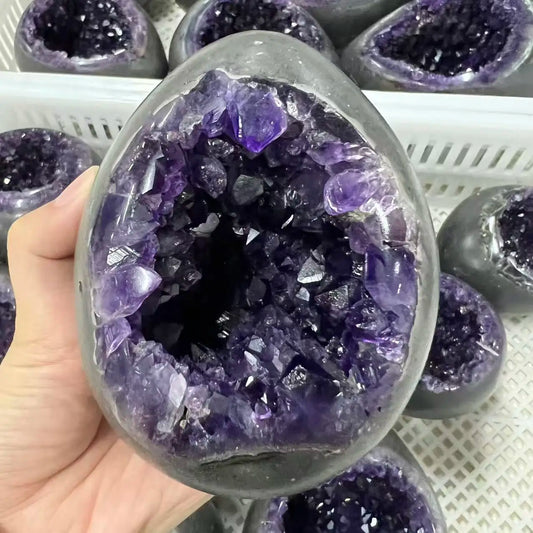 Natural amethyst dinosaur egg quartz crystal cave specimen treatment spiritual energy