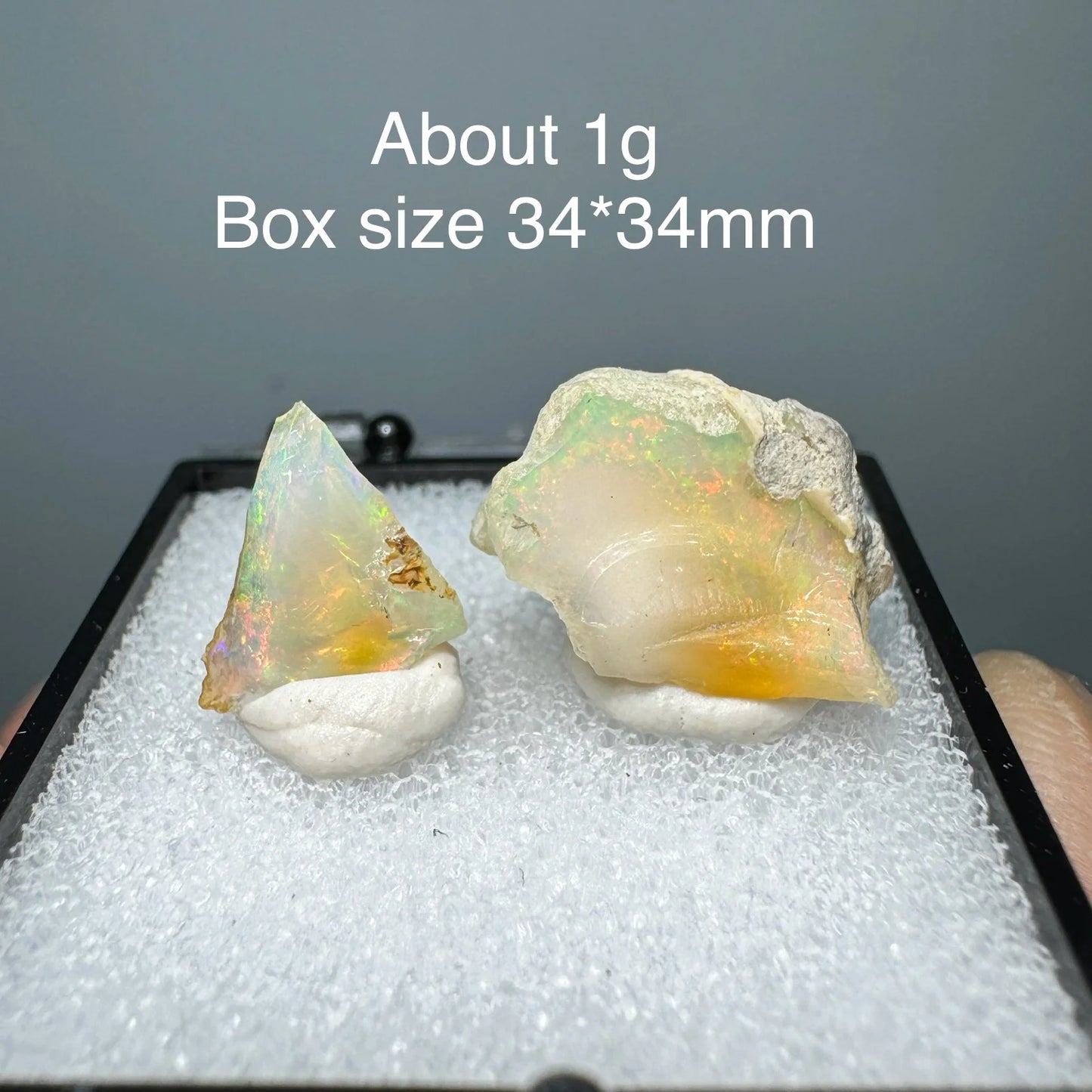 Ethiopia Opal Gem Mineral Specimen – 34x34mm Box