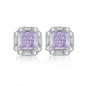 Luxury white gold solid platinum PT950 pink diamond earrings cherry powder ins wind ray dean ice flower cut