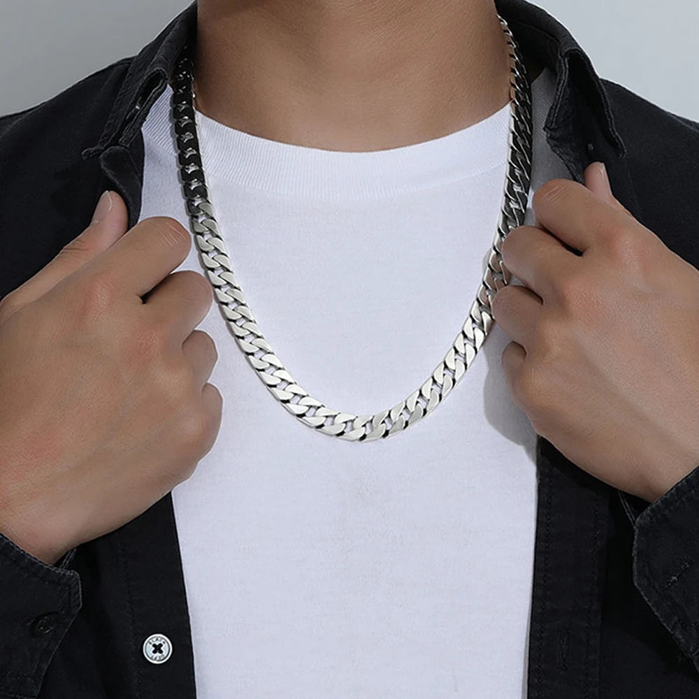 S925 Sterling Silver 10MM Wide Miami Fine Necklace Cuban Curb Chain