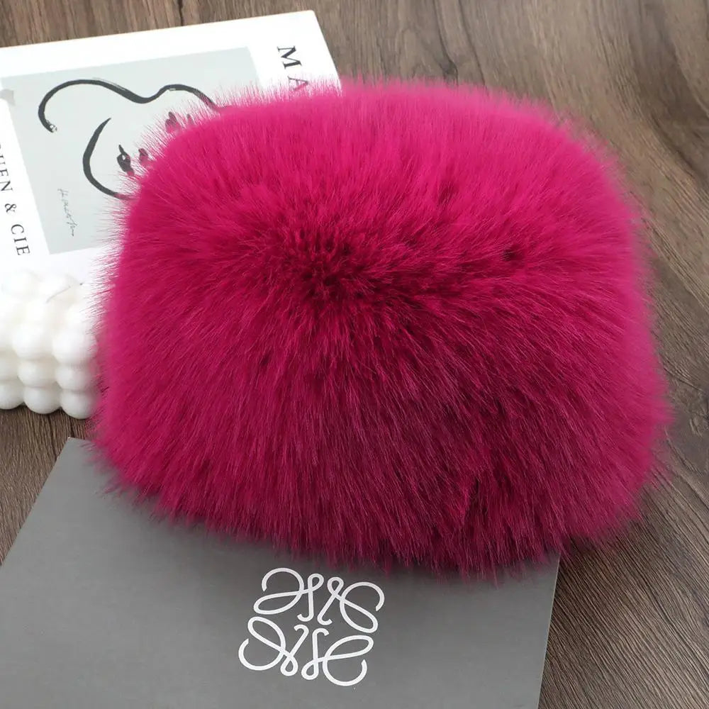 New Fluffy Fur Women's Winter Hat Winter Snow Ski Cap Female Faux Fur Thick Warm Windproof Hat Russian Hat Mink Fisherman's Hat