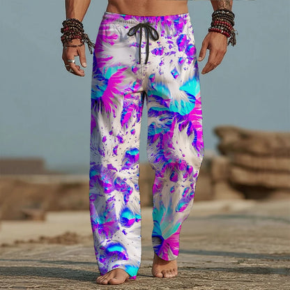 2026 Herren 3D-Druck Artistic Batik-Hose Baggy Pants Freizeithose Mid Waist Urlaub Elastischer Kordelzug Frühling