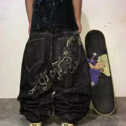 American Y2K 2025 New Baggy Wide Leg Black Jeans Overszied Women Street Casual Joker Denim Pants Couple Jeans Vintage Streetwear