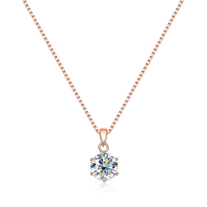 EWYA 1 2 Carat Real Moissanite Pendant Necklace For Women 6 Prong 100% 925 Sterling Silver Wedding Party Bridal Fine Jewelry