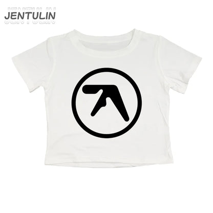Punk Aphex Twin Print Oversize Hip Hop Women Crop Top Tee