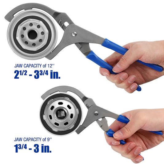 Oil Filter Pliers Clamp Wrench 9/12" - 45# Steel