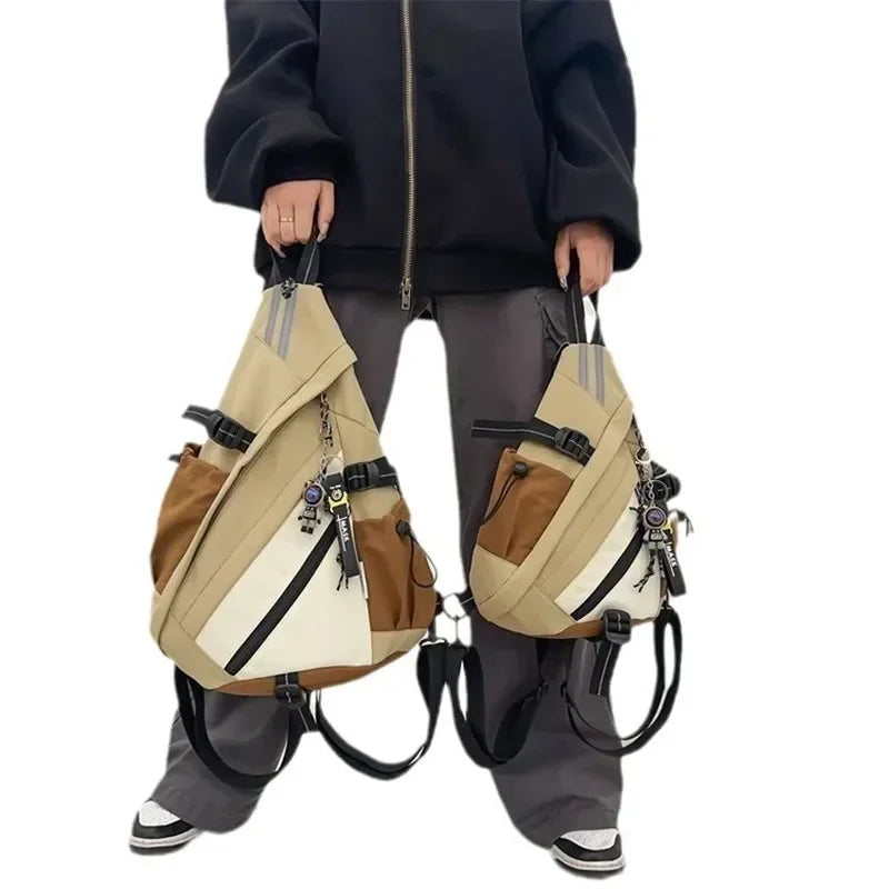 NEU Hip Hop Sport Motorrad Rucksack Männer Frauen Multifunktions Wasserdichte Reise Einzel Schulter Schultasche Crossbody Brusttaschen