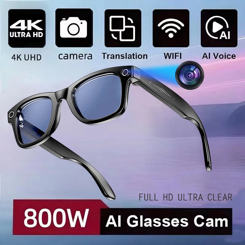 800W Camera AI Smart Translation Sunglasses – Waterproof, Color-Changing, Photo & Video