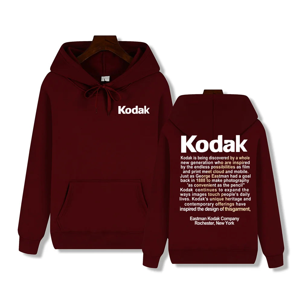 Kodak Print Fashion Men‘s Sportswear Autumn Winter Daily Street Casual Comfortable Loose Sports Hoodie