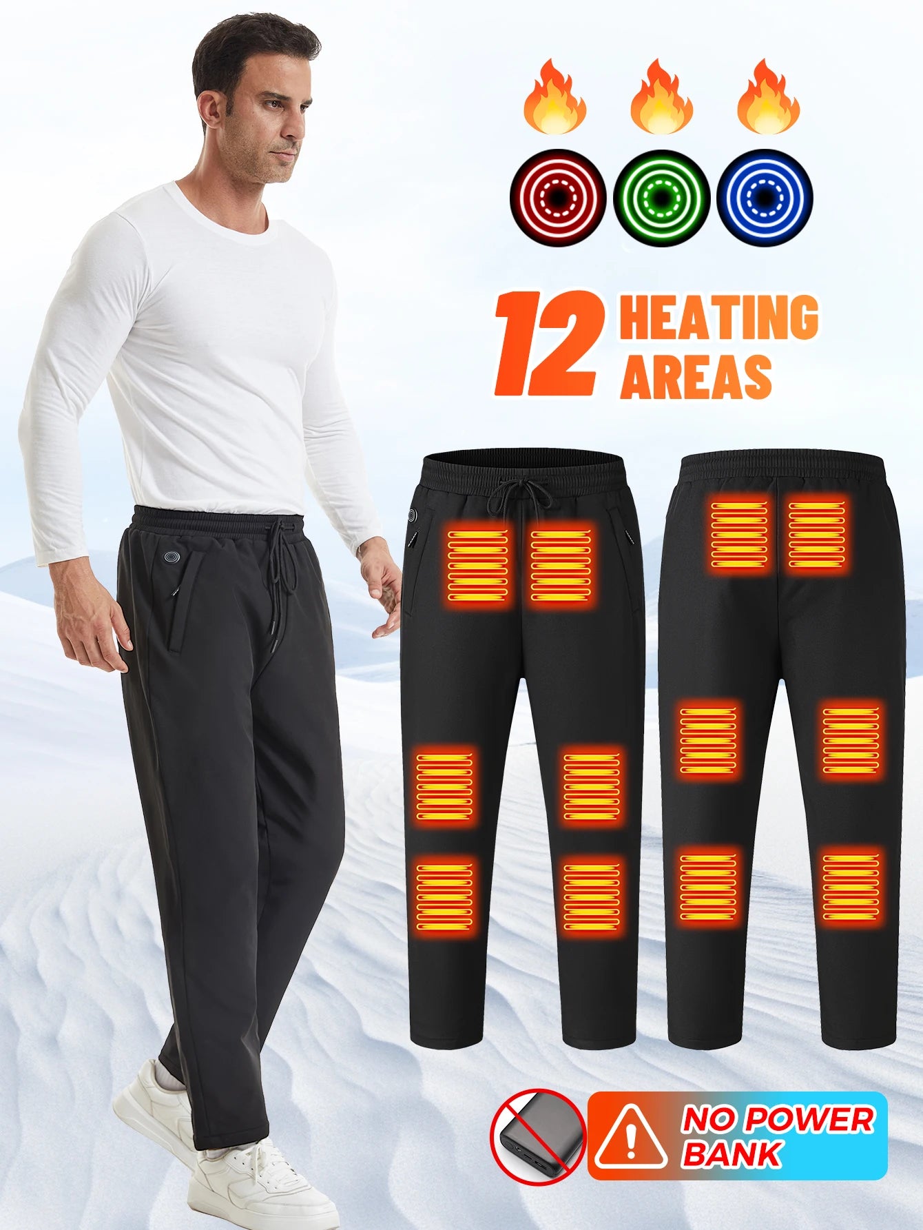 USB Electric Heated Winter Pants Thermal Hiking Ski Sports Warm Wearable Heating Technology for Outdoor Camping Trekking