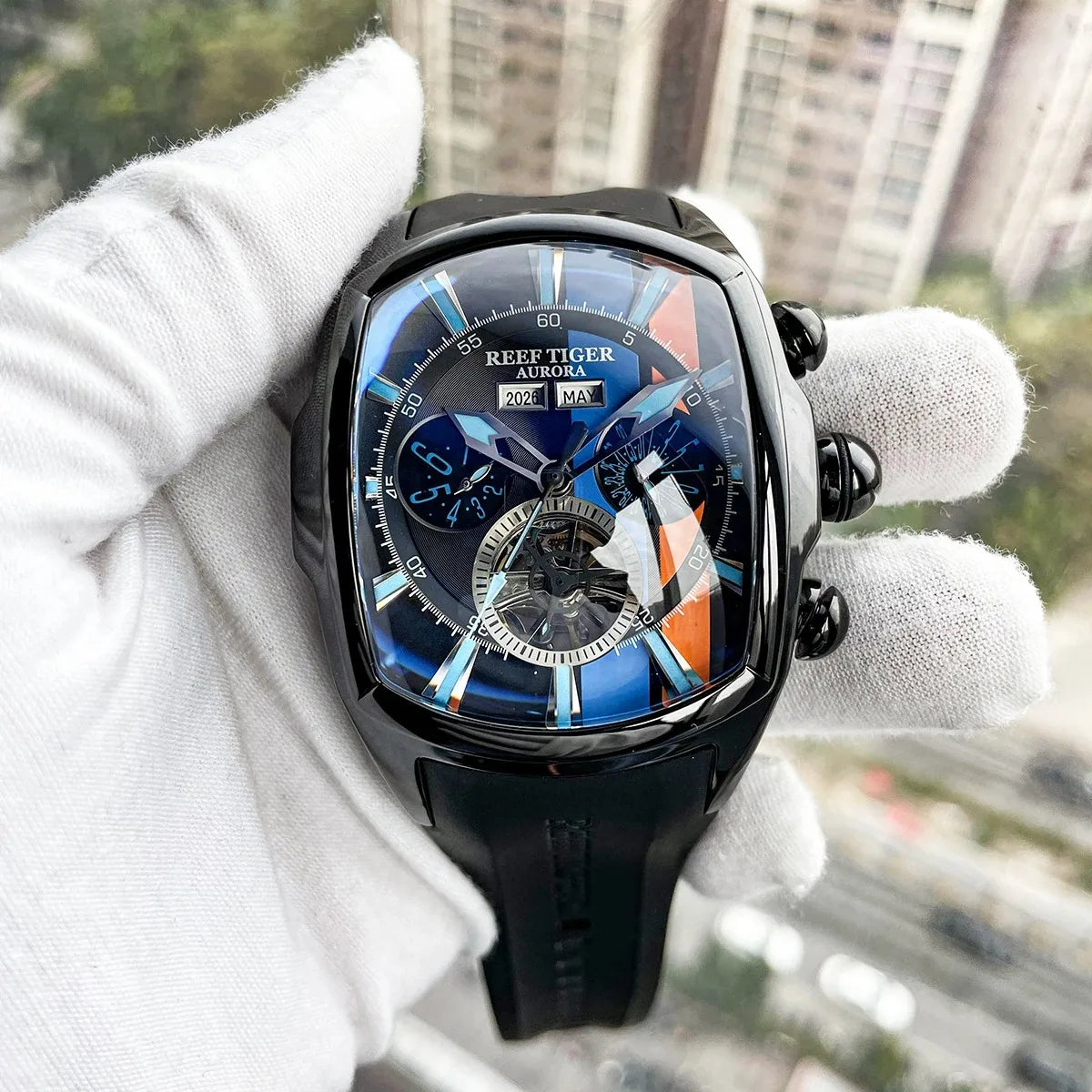 Reef Tiger 47mm Tonneau Automatic Watch – Multi-Dial