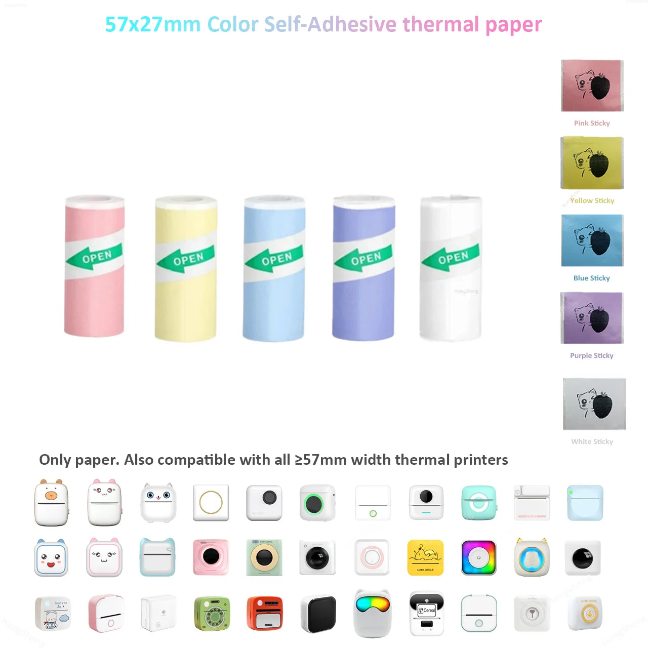 Thermo-Minidrucker, tragbarer tintenloser Etikettendrucker, Bluetooth-fähiger kleiner Taschendrucker für Kinder zum Selbermachen von 57-mm-Fotodrucken