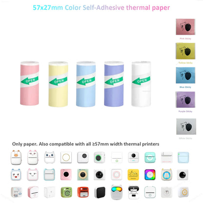 Thermo-Minidrucker, tragbarer tintenloser Etikettendrucker, Bluetooth-fähiger kleiner Taschendrucker für Kinder zum Selbermachen von 57-mm-Fotodrucken