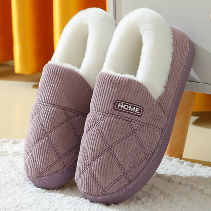 Soft Sole Fur Slippers Women Winter Warm Fuzzy Plush Shoes