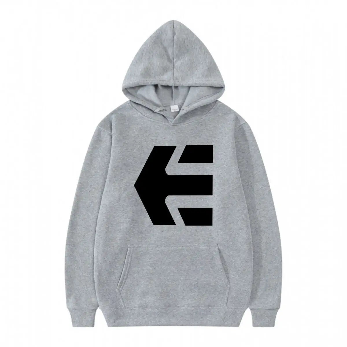 E Logo Bold Symbol Design Art Print  Hooded Loose Pullover Street Sweatshirt