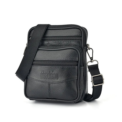 Men's Genuine Leather Crossbody Bag High Quality Zipper Pocket Retro Business Messenger Bag for Men