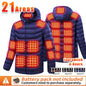 Neue beheizte Jacke Herren Damen Mäntel 9/21 Zonen USB selbstbeheizte Kleidung Winter Ski Camping beheizte Daunenjacke mit abnehmbarer Kapuze