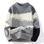 Patchwork Fringe Knit Pullover | Round Sweater