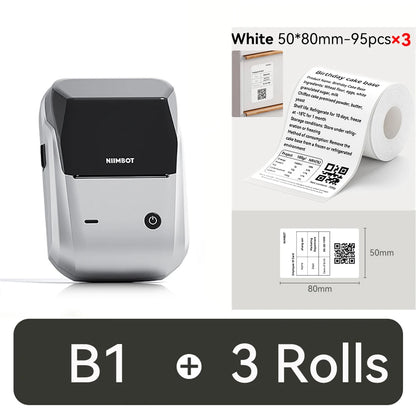 NIIMBOT B1 Portable Thermal Printer With Tapes 2 Inch Adhesive Label Printer Mini Bluetooth Sticker Maker Support Smartphones PC