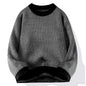 2024 Men's Autumn and Winter Warm Sweater Fashion Trend Loose Crew Neck Solid Color Bottom Shirt Men's Long Sleeve Vest Sweater