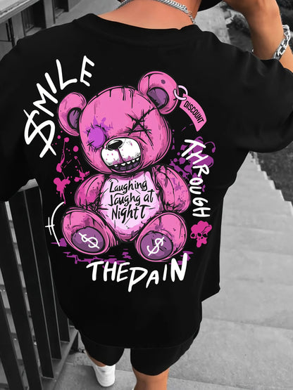 Men's Teddy Bear Letter Print T-Shirt | High Street Top