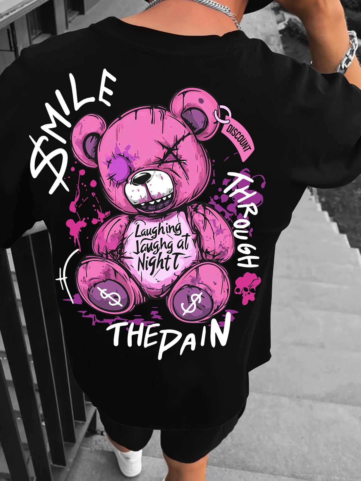 Men's Teddy Bear Letter Print T-Shirt | High Street Top
