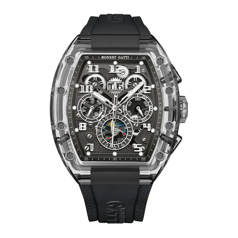 Luxury watch with intricate design on a white background