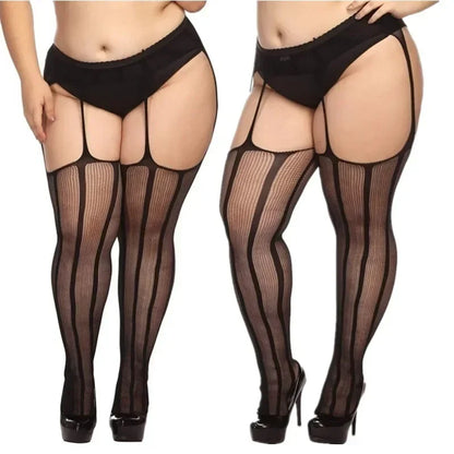 Plus Size Fishnet Garter Belt Bodysuit Tights XXL