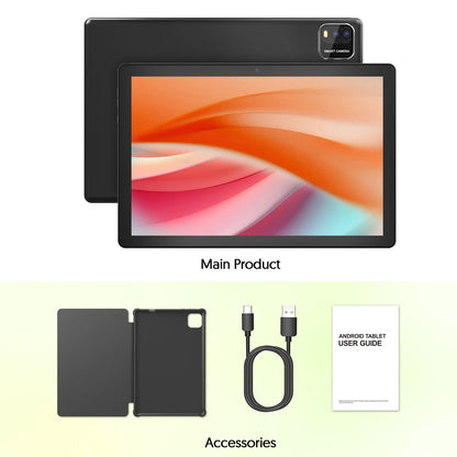 BAKEN 10-Zoll Android 15 Tablet, Quad-Core-Prozessor, 12 GB (3+9 Erweiterung) RAM + 64 GB Speicher, 5G WiFi, 1280*800 Dual-Kameras