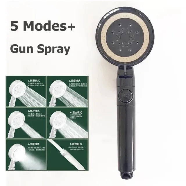 New 230mm Big Panel Showerhead 6 Mode Supercharge Rainfall Shower Head High Pressure Top Rain Shower Faucet Bathroom Accessories
