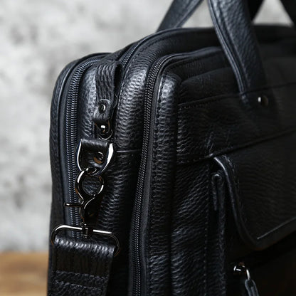 Fashion Leder Herren Aktentasche Top-Layer Rindsleder Business Handtasche Casual Umhängetasche für 15 Zoll Laptop Tasche NZPJ