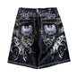 Amerikanische Retro Gothic Damen Denim Shorts Muster Stickerei Loose Unisex Shorts Y2K Printing Korean Casual Fashion Paar Shorts