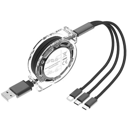 3-in-1 Retractable Data USB Cable Fast Charging For iPhone Type-C Micro USB For Android Xiaomi Huawei Samsung USB Charger Wire