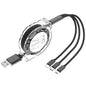 3-in-1 Retractable Data USB Cable Fast Charging For iPhone Type-C Micro USB For Android Xiaomi Huawei Samsung USB Charger Wire