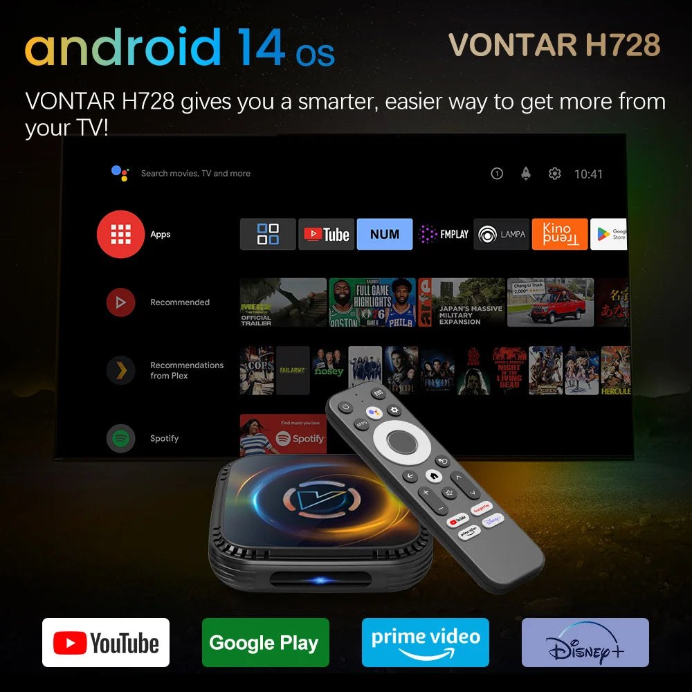 VONTAR H728 Android 14 TV Box Allwinner H728 Octa Core Cortex A55 Support 8K Video 4K 1000M LAN Wifi6 Media Player Cooling  Fan