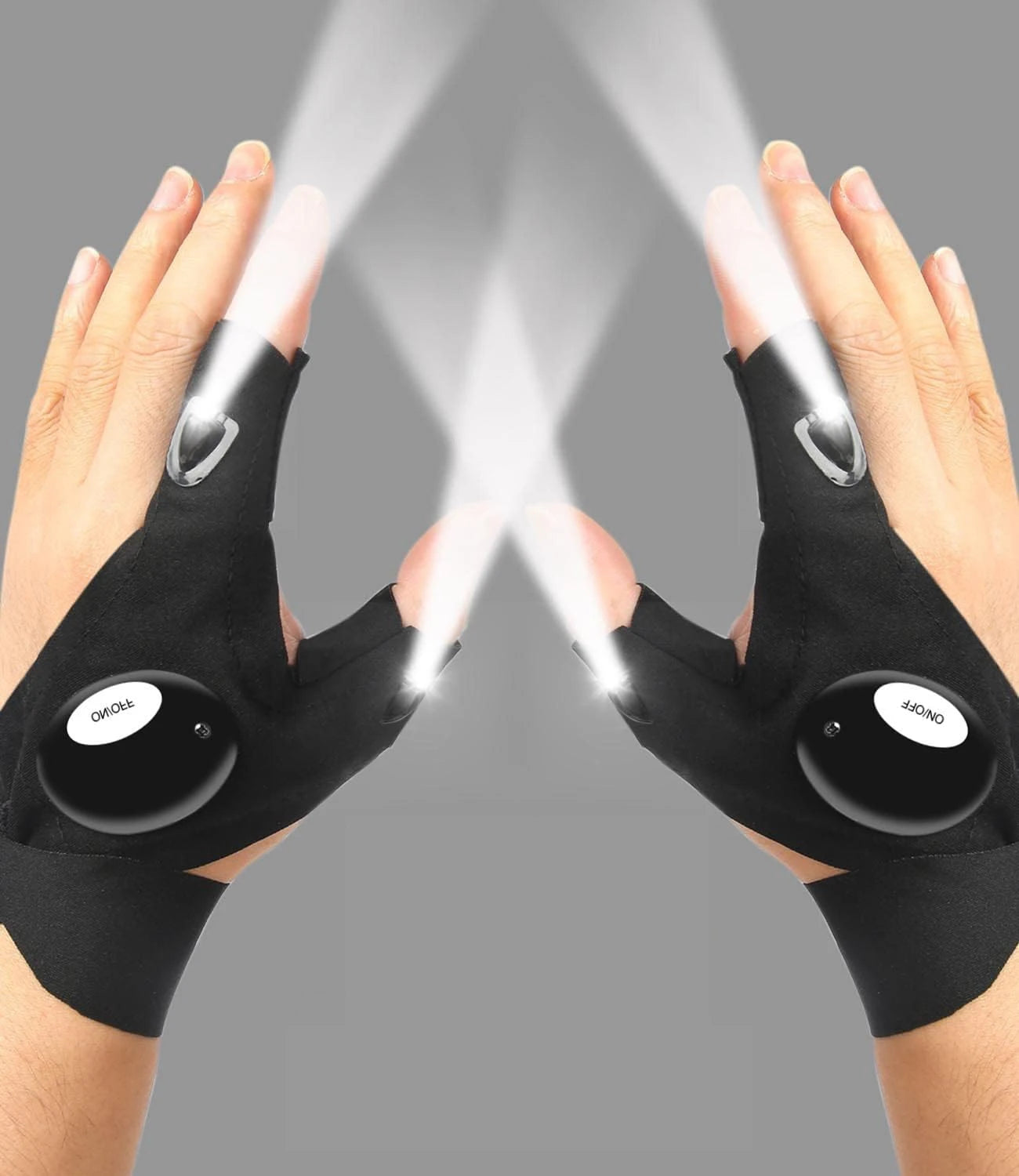 LED-Halbfingerhandschuh für Herren Damen Outdoor Wasserdicht Nachtangeln Köder Radfahren Laufen Taschenlampe Robuste fingerlose Handschuhe