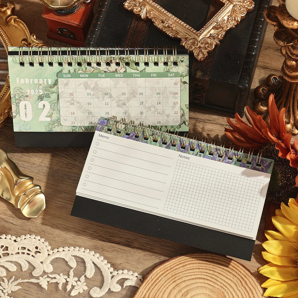 Vintage Coil Desk Calendar Tabletop Flip Memo card