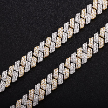 Provence Moissanite Cuban Chain Bracelet for Men Two-color S925 Silver Rapper Bangles Hip Hop Bracelet Miami Link Chain for Man