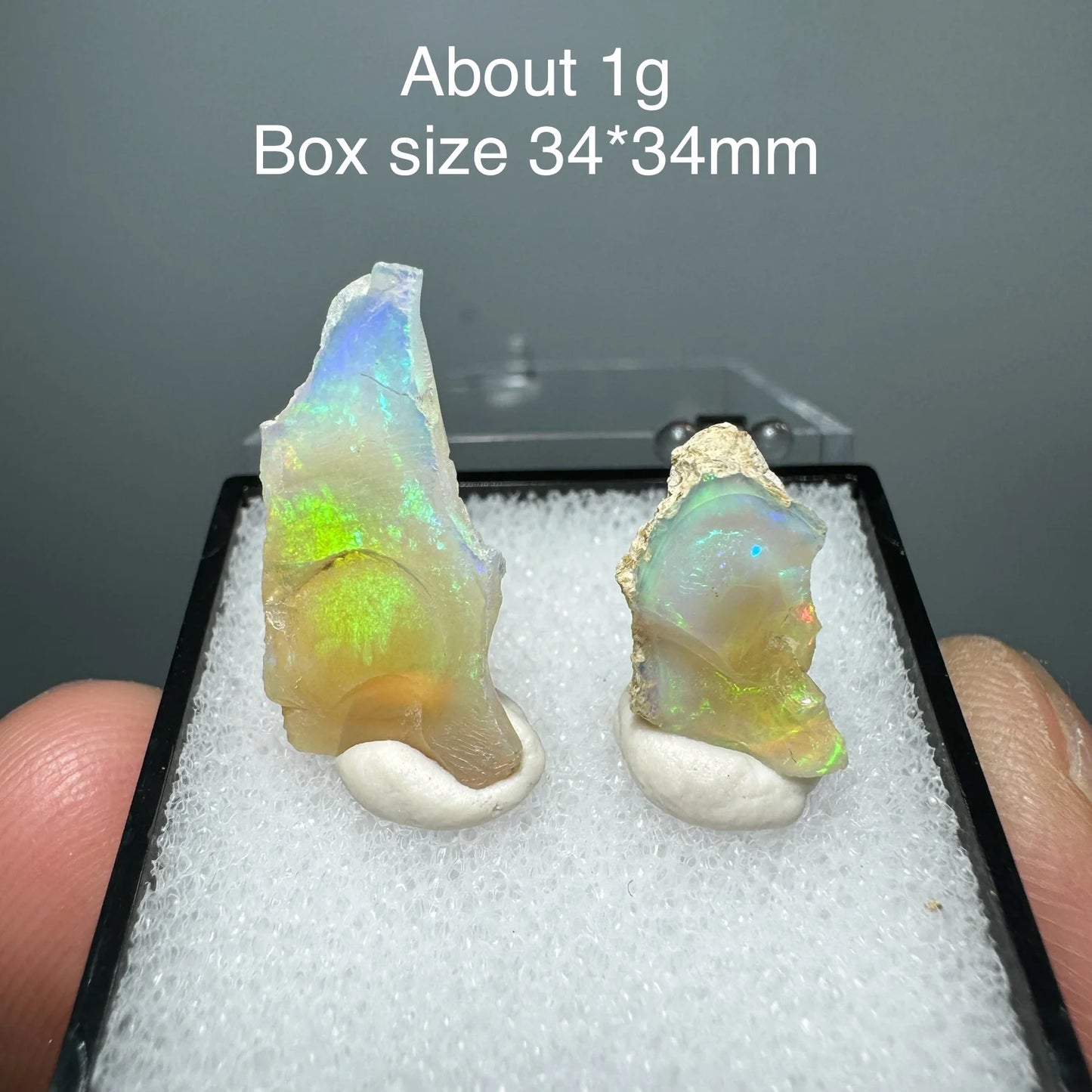 Ethiopia Opal Gem Mineral Specimen – 34x34mm Box