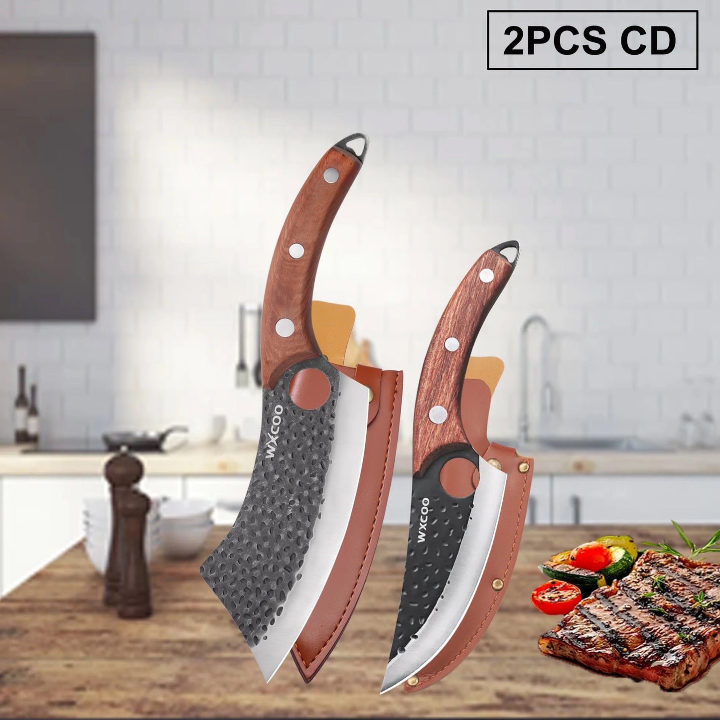 Professional Kitchen Forged Knife BBQ Cooking Chef Knives Wooden Handle Meat Cleaver Fruit Cutter Boning Knife Kitchen Supplies