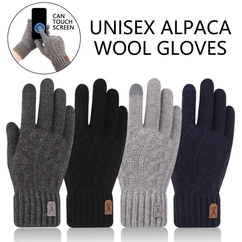  4colors Winter Warm Gloves Touchscreen Unisex Knit Finger Gloves Machine Washable Ideal for Travel Cycling Sports
