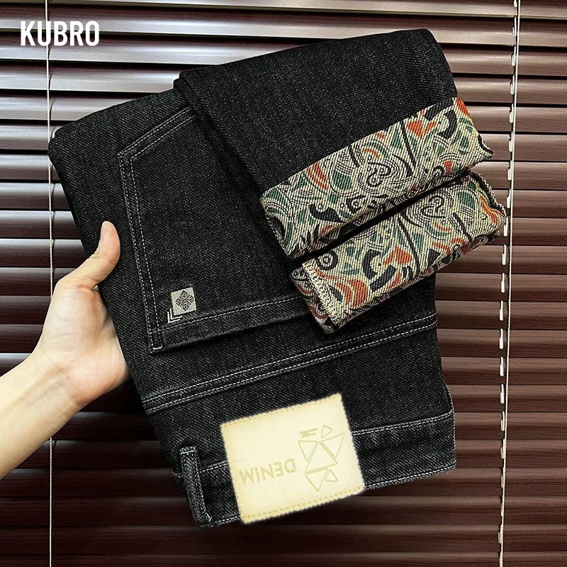 Autumn and Winter 25 Years of High-end Business Casual Light Luxury Fashion with Men's Small Straight Men's Jeans  Jeans