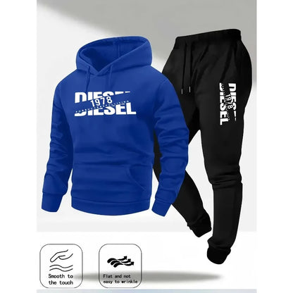 2025 Trendy Autumn and Winter New Hooded Tracksuit Fashionable Casual Sportswear Set, Two-Piece Set
