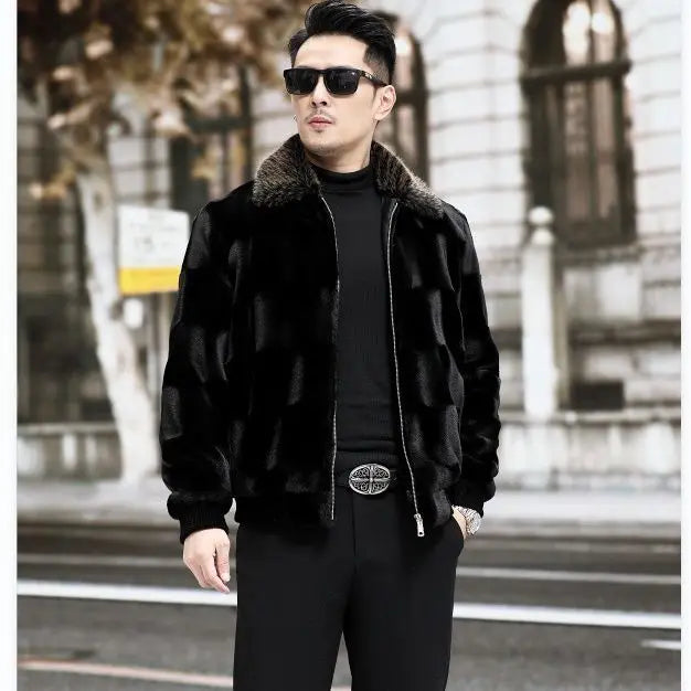 2024 New Fur Jacket Imitation Coat Whole Mink Imitation Men's Winter Gold Velvet
